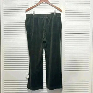 Charter Club Pants Velour Straight Womens Size M Petite Green Stretch Casual